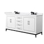 Wyndham Collection Marlena 72" Free Standing Double Basin Vanity Set with Cabinet and Cultured Marble Vanity Top White / White Cultured Marble Top / Matte Black Hardware