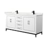 Wyndham Collection Marlena 72" Free Standing Double Basin Vanity Set with Cabinet and Quartz Vanity Top White / White Quartz Top / Matte Black Hardware