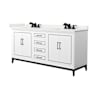 Wyndham Collection Marlena 72" Free Standing Double Basin Vanity Set with Cabinet and Quartz Vanity Top White / White Quartz Top / Matte Black Hardware