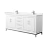 Wyndham Collection Marlena 72" Free Standing Double Basin Vanity Set with Cabinet and Cultured Marble Vanity Top White / Carrara Cultured Marble Top / Brushed Nickel Hardware