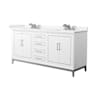Wyndham Collection Marlena 72" Free Standing Double Basin Vanity Set with Cabinet and Cultured Marble Vanity Top White / Carrara Cultured Marble Top / Brushed Nickel Hardware