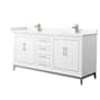 Wyndham Collection Marlena 72" Free Standing Double Basin Vanity Set with Cabinet and Quartz Vanity Top White / Giotto Quartz Top / Brushed Nickel Hardware