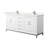Wyndham Collection Marlena 72" Free Standing Double Basin Vanity Set with Cabinet and Quartz Vanity Top White / White Quartz Top / Brushed Nickel Hardware