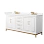 Wyndham Collection Marlena 72" Free Standing Double Basin Vanity Set with Cabinet and Cultured Marble Vanity Top White / Carrara Cultured Marble Top / Satin Bronze Hardware