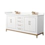Wyndham Collection Marlena 72" Free Standing Double Basin Vanity Set with Cabinet and Quartz Vanity Top White / Giotto Quartz Top / Satin Bronze Hardware