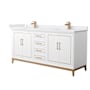 Wyndham Collection Marlena 72" Free Standing Double Basin Vanity Set with Cabinet and Cultured Marble Vanity Top White / White Cultured Marble Top / Satin Bronze Hardware