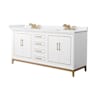 Wyndham Collection Marlena 72" Free Standing Double Basin Vanity Set with Cabinet and Cultured Marble Vanity Top White / White Cultured Marble Top / Satin Bronze Hardware