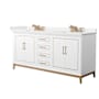 Wyndham Collection Marlena 72" Free Standing Double Basin Vanity Set with Cabinet and Quartz Vanity Top White / White Quartz Top / Satin Bronze Hardware