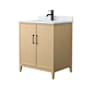 Wyndham Collection Elan 30" Free Standing Single Basin Vanity Set with Cabinet and Marble Vanity Top White Oak / Matte Black Hardware