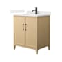 Wyndham Collection Elan 30" Free Standing Single Basin Vanity Set with Cabinet and Quartz Vanity Top White Oak / Giotto Quartz Top / Matte Black Hardware