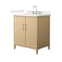 Wyndham Collection Elan 30" Free Standing Single Basin Vanity Set with Cabinet and Quartz Vanity Top White Oak / Giotto Quartz Top / Brushed Nickel Hardware