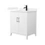 Wyndham Collection Elan 30" Free Standing Single Basin Vanity Set with Cabinet and Cultured Marble Vanity Top White / Carrara Cultured Marble Top / Matte Black Hardware