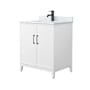 Wyndham Collection Elan 30" Free Standing Single Basin Vanity Set with Cabinet and Marble Vanity Top White / Matte Black Hardware