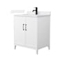 Wyndham Collection Elan 30" Free Standing Single Basin Vanity Set with Cabinet and Cultured Marble Vanity Top White / White Cultured Marble Top / Matte Black Hardware