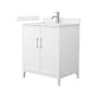 Wyndham Collection Elan 30" Free Standing Single Basin Vanity Set with Cabinet and Cultured Marble Vanity Top White / Carrara Cultured Marble Top / Brushed Nickel Hardware