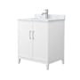 Wyndham Collection Elan 30" Free Standing Single Basin Vanity Set with Cabinet and Marble Vanity Top White / Brushed Nickel Hardware