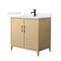 Wyndham Collection Elan 36" Free Standing Single Basin Vanity Set with Cabinet and Cultured Marble Vanity Top White Oak / Carrara Cultured Marble Top / Matte Black Hardware