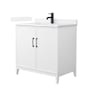 Wyndham Collection Elan 36" Free Standing Single Basin Vanity Set with Cabinet and Cultured Marble Vanity Top White / White Cultured Marble Top / Matte Black Hardware
