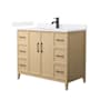 Wyndham Collection Elan 42" Free Standing Single Basin Vanity Set with Cabinet and Quartz Vanity Top White Oak / White Quartz Top / Matte Black Hardware