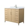 Wyndham Collection Elan 42" Free Standing Single Basin Vanity Set with Cabinet and Marble Vanity Top White Oak / Brushed Nickel Hardware