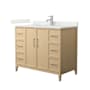 Wyndham Collection Elan 42" Free Standing Single Basin Vanity Set with Cabinet and Quartz Vanity Top White Oak / Giotto Quartz Top / Brushed Nickel Hardware