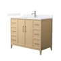 Wyndham Collection Elan 42" Free Standing Single Basin Vanity Set with Cabinet and Quartz Vanity Top White Oak / White Quartz Top / Brushed Nickel Hardware