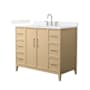 Wyndham Collection Elan 42" Free Standing Single Basin Vanity Set with Cabinet and Quartz Vanity Top White Oak / White Quartz Top / Brushed Nickel Hardware