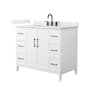 Wyndham Collection Elan 42" Free Standing Single Basin Vanity Set with Cabinet and Quartz Vanity Top White / Giotto Quartz Top / Matte Black Hardware