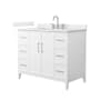Wyndham Collection Elan 42" Free Standing Single Basin Vanity Set with Cabinet and Quartz Vanity Top White / Giotto Quartz Top / Brushed Nickel Hardware