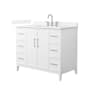 Wyndham Collection Elan 42" Free Standing Single Basin Vanity Set with Cabinet and Quartz Vanity Top White / White Quartz Top / Brushed Nickel Hardware