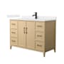 Wyndham Collection Elan 48" Free Standing Single Basin Vanity Set with Cabinet and Cultured Marble Vanity Top White Oak / Carrara Cultured Marble Top / Matte Black Hardware