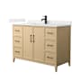 Wyndham Collection Elan 48" Free Standing Single Basin Vanity Set with Cabinet and Quartz Vanity Top White Oak / Giotto Quartz Top / Matte Black Hardware