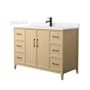 Wyndham Collection Elan 48" Free Standing Single Basin Vanity Set with Cabinet and Cultured Marble Vanity Top White Oak / White Cultured Marble Top / Matte Black Hardware
