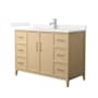 Wyndham Collection Elan 48" Free Standing Single Basin Vanity Set with Cabinet and Quartz Vanity Top White Oak / White Quartz Top / Brushed Nickel Hardware