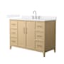 Wyndham Collection Elan 48" Free Standing Single Basin Vanity Set with Cabinet and Quartz Vanity Top White Oak / White Quartz Top / Brushed Nickel Hardware