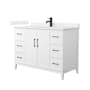 Wyndham Collection Elan 48" Free Standing Single Basin Vanity Set with Cabinet and Cultured Marble Vanity Top White / Carrara Cultured Marble Top / Matte Black Hardware