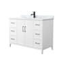 Wyndham Collection Elan 48" Free Standing Single Basin Vanity Set with Cabinet and Marble Vanity Top White / Matte Black Hardware