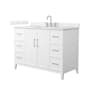 Wyndham Collection Elan 48" Free Standing Single Basin Vanity Set with Cabinet and Quartz Vanity Top White / Giotto Quartz Top / Brushed Nickel Hardware
