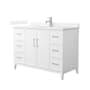 Wyndham Collection Elan 48" Free Standing Single Basin Vanity Set with Cabinet and Quartz Vanity Top White / White Quartz Top / Brushed Nickel Hardware