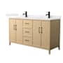 Wyndham Collection Elan 60" Free Standing Double Basin Vanity Set with Cabinet and Cultured Marble Vanity Top White Oak / Carrara Cultured Marble Top / Matte Black Hardware