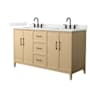 Wyndham Collection Elan 60" Free Standing Double Basin Vanity Set with Cabinet and Quartz Vanity Top White Oak / Giotto Quartz Top / Matte Black Hardware
