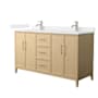 Wyndham Collection Elan 60" Free Standing Double Basin Vanity Set with Cabinet and Cultured Marble Vanity Top White Oak / Carrara Cultured Marble Top / Brushed Nickel Hardware