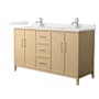 Wyndham Collection Elan 60" Free Standing Double Basin Vanity Set with Cabinet and Quartz Vanity Top White Oak / Giotto Quartz Top / Brushed Nickel Hardware