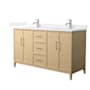 Wyndham Collection Elan 60" Free Standing Double Basin Vanity Set with Cabinet and Cultured Marble Vanity Top White Oak / White Cultured Marble Top / Brushed Nickel Hardware