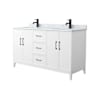 Wyndham Collection Elan 60" Free Standing Double Basin Vanity Set with Cabinet and Marble Vanity Top White / Matte Black Hardware