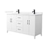 Wyndham Collection Elan 60" Free Standing Double Basin Vanity Set with Cabinet and Cultured Marble Vanity Top White / White Cultured Marble Top / Matte Black Hardware