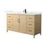 Wyndham Collection Elan 60" Free Standing Single Basin Vanity Set with Cabinet and Quartz Vanity Top White Oak / Giotto Quartz Top / Matte Black Hardware