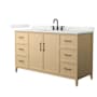 Wyndham Collection Elan 60" Free Standing Single Basin Vanity Set with Cabinet and Quartz Vanity Top White Oak / Giotto Quartz Top / Matte Black Hardware