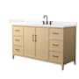 Wyndham Collection Elan 60" Free Standing Single Basin Vanity Set with Cabinet and Quartz Vanity Top White Oak / White Quartz Top / Matte Black Hardware