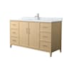 Wyndham Collection Elan 60" Free Standing Single Basin Vanity Set with Cabinet and Marble Vanity Top White Oak / Brushed Nickel Hardware